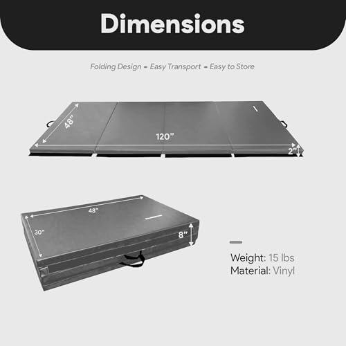 Balancefrom BFGR-01GY All Purpose 4'X10'X2 Inch Extra Thick High Density Anti Tear Gymnastics Gym Folding Exercise Aerobics Mats thumb #3