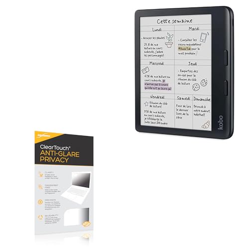BoxWave Screen Protector Compatible with Kobo Libra Colour - ClearTouch Anti-Glare Privacy (2-Pack), Privacy Screen Protector Flexible Film Anti-Glare