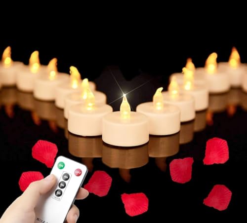 Nancia LED Teelichter mit Fernbedienung Timer, flackernde, flammenlose...