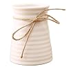 Anding 57inches Modern Ribbed Design Small White Ceramic Decorative Tabletop Centerpiece VaseFlower Pot