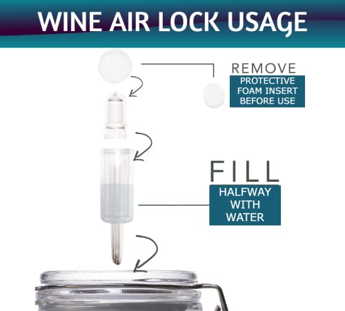 Image of 3-Piece Fermentation Airlock for Home Brewing Tool, Wine, Beer, Kombucha & Kimchi, airlock Fermentation Tube for Wine Making kit (H 12cm x W 3.8cm-Bottle Shape Air Lock, 1Pcs)