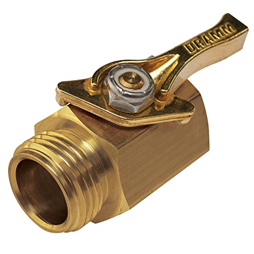 Dramm 35001 Heavy Duty Brass Shut Off Valve – Full Water Flow Hose Connector, Male to Female Threads, Quarter Turn Control, Corrosion-Resistant Seals, Made in USA – Solid Brass Garden Hose Valve