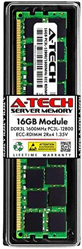 A-Tech 16GB DDR3/DDR3L 1600MHz PC3L-12800R ECC RDIMM 2Rx4 Dual Rank 1.35V Registered DIMM 240-Pin Server RAM Memory Upgrade Module (A-Tech Enterprise Series)