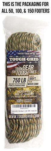 Image of TOUGH-GRID 750 Paracord, 100% Nylon, Made in USA, Type IV Mil-Spec Cord