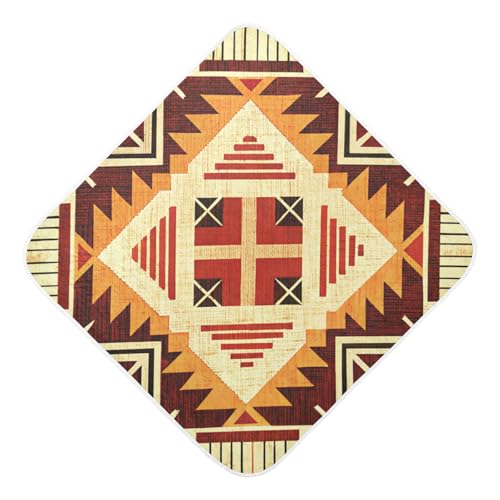 Image of WELLDAY Native American Style Baby Towel Ultra Soft Hooded Towels for Babies - Ultra Absorbent Cotton Bath Towels 30x30 Inch