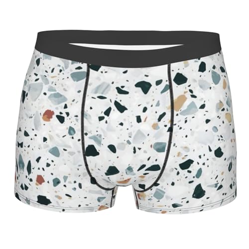 Boxer da Uomo Intimo Stampa Pastello in Marmo Terrazzo Resistente Mutande Uomo Boxer Confortevoli Intimo Maschile per Sport Ciclismo Camminare XL