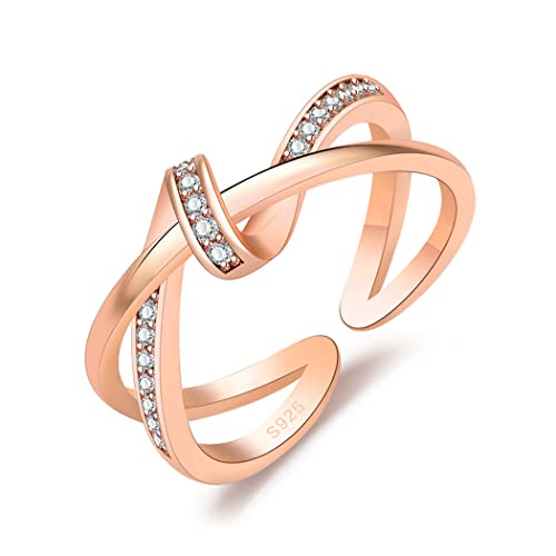 Anillo apilable de plata de ley 925 con nudo de amor para...