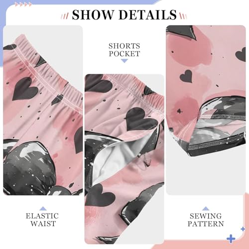 Black Bow Heart Pink Pajama Pants Long Sleep Pant Soft PJ Bottoms Sleepwear4