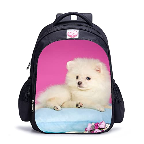 Sac d'école unisexe chien imprimé 3D pour enfants 41x28x12 cm