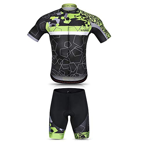 Qican Homens Ciclismo Jersey Set Respirável de Secagem Rápida de Manga Curta de Bicicleta Camisa e G