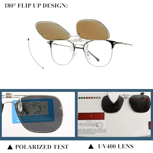 Image of Polarized Clip on Sunglasses Over Glasses for Men Women Flip Up Clip-on Shades for Driving Fishing