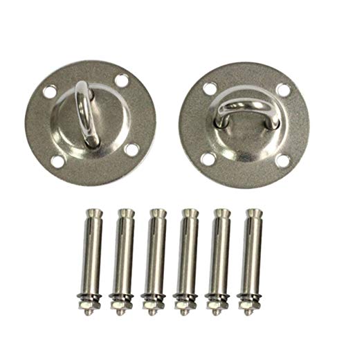 Edelstahl Yoga Festplatte Hängematte Sandbag Swing Top Schnalle Haken Lasttragende Runde Hängende Platte (Color : Silver)