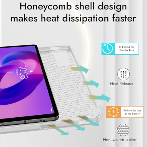 Image of Robustrion Cover for Lenovo Idea Tab Plus 12.1 inch Cover Case with [Pencil Holder], Trifold Cover Case for Lenovo Idea Tab Plus Tablet Cover [Auto Sleep Wake Support] - Grey