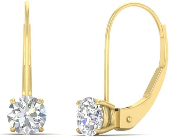 Lever Back Earrings for Women IGI Certified 1/2 To 4 Carat Lab Grown Diamond Solitaire Drop Dangle Earrings in 14K Gold/Silver (E-F-G, VS1-VS2, 0.50-4 c.t.w)