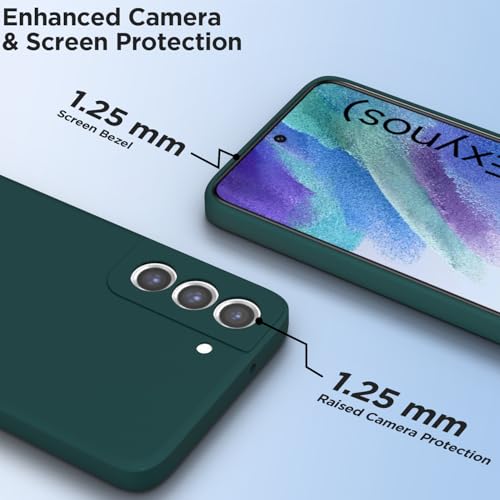 Image of Outlouders Back Cover for Samsung Galaxy S21 FE 5G | Camera Protection | Durable Soft Matte Silicone Bumper Case (Green)
