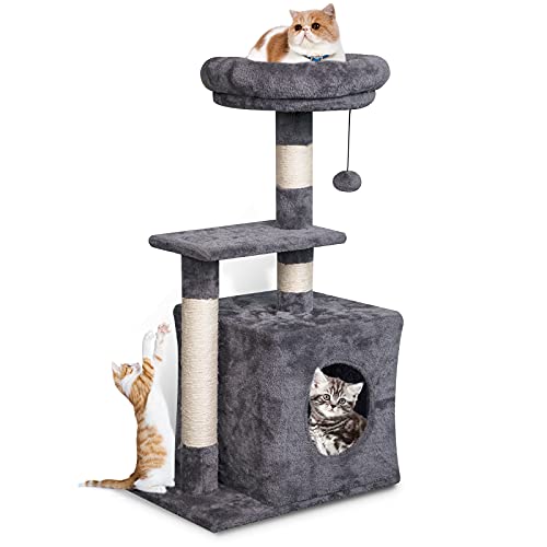 YUFU Cat Tree Cat Tower 30.6" Cat Condo Play House for Indoor Cats with Scratching Post Jump Climbing Platform for Medium Small Cats Kittens Furniture Activity Center for Cats Play Rest (Gray)