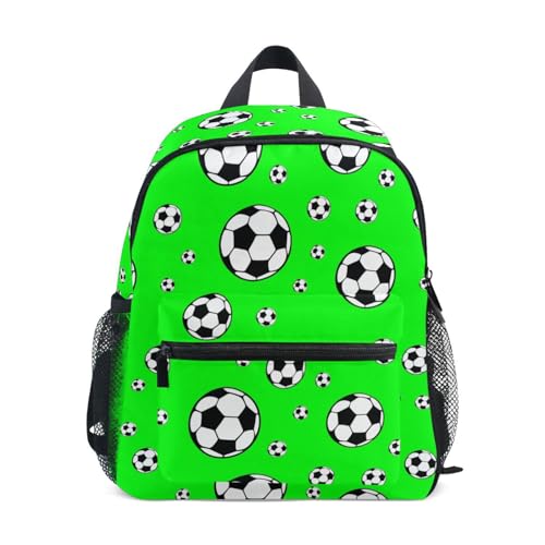 Soccer Ball Green Toddler Backpack Kindergarten Elementary Backpack for Boys Girls Toddler Schoolbag