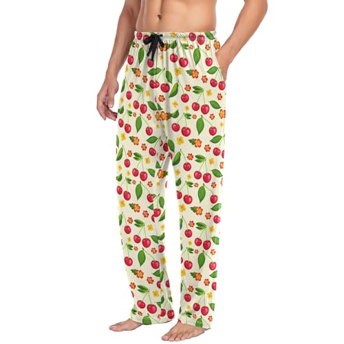 Cherry Men's Pajama Pants Soft Lounge Lightweight with Drawstring and Pockets4