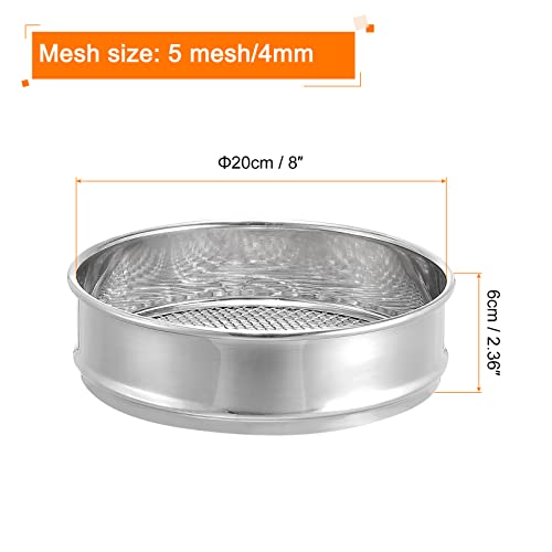 Patikil 5 Mesh Lab Sieve, 8" Diameter Test Sieve 304 Stainless Steel Wire Cloth (4Mm) For Industrial Laboratory #TOP1