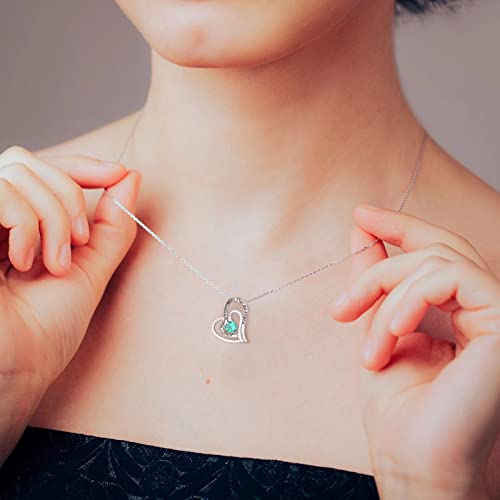 Mothers Day Gifts for Mom, Heart Necklace Gifts for Her Sterling Silver Birthstone Pendant Necklace Birthstone Birthday Gifts Mothers Day Gifts for Girls Wife Girlfriend Daughter Jewelry Gifts4