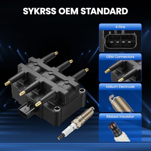 Image of Set of 1 Ignition Coil Pack UF305 and Iridium Spark Plugs 3381 6 Pack Compatible with Chrysler Voyager Town & Country Pacifica Grand Caravan Wrangler VW Routan 3.3L 3.8L V6 56029098AA