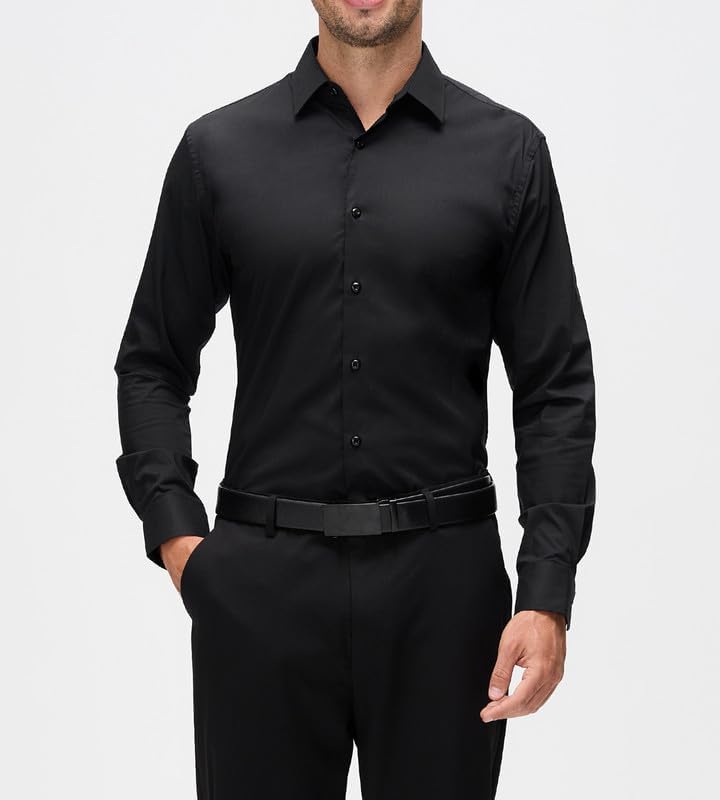 Damipow Mens Slim Fit Dress Shirts Long Sleeve Button Down Cotton Casual Business Shirt - Image 3