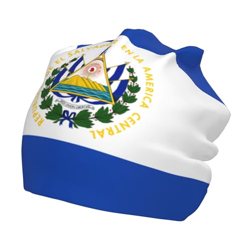 Flag of El Salvador Children Hip Hop Knitted Hat Kids Elastic Leisure Knit Cap Warm Sleep Beanies Black - Main Image