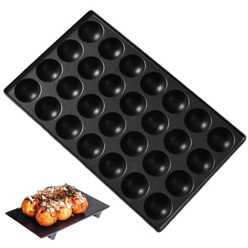 Takoyaki Pan 28 hoyo 8x13 pulgadas Aleación antiadherente de aluminio Takoyaki fabricante de balón de pulpo reutilizable reutilizable para hogar, comercial, sartén,