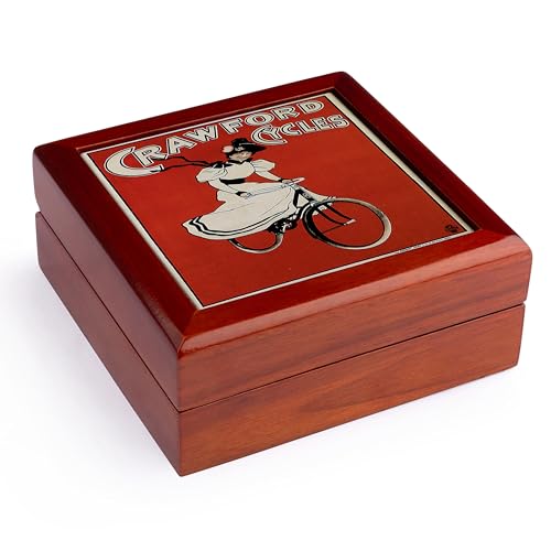 3dRose Crawford Cycles Red Bicycle Advertising Poster, Jewelry Box jb-153203-1