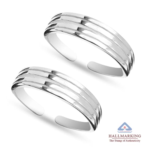 Image of TRUESILVER ACPL 925 Sterling Silver 4 Layer Minimalistic Open Adjustable Toe Rings for Women Online