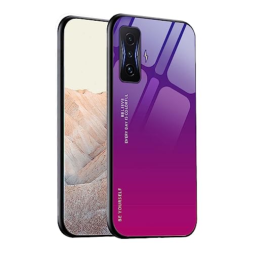 GOGME Funda para Xiaomi Poco F4 GT, Tapa Trasera de Cristal Templado Resistente a Arañazos, Carcasa Protectora de Parachoques de TPU Silicona Case Cover(4)