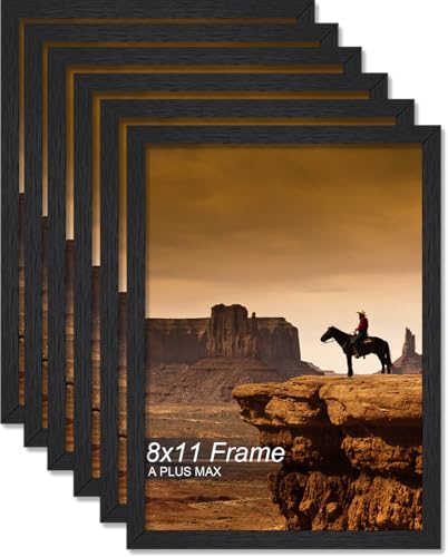 8x11 Picture Frame Set of 6 Black Light Weight Tabletop and Wall Mount
