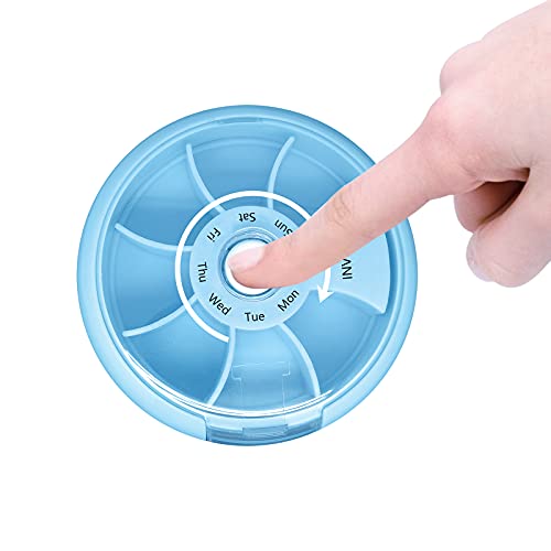 Weekly Pill Organizer 7 Compartments Daily Pill Box Travel Small Pill Container Portable Pill Case Fish Oil Supplements Vitamins Organizer (Sky Blue) #TOP5