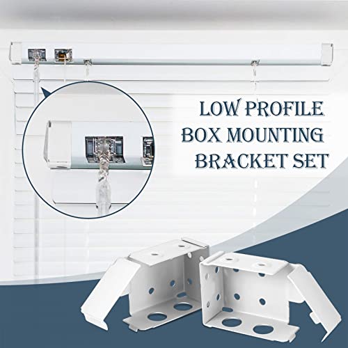 Hotop Blind Brackets 2.5 Inch Low Profile Box Mounting Bracket For Window Blinds, White（6） #TOP6