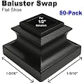 1/2" Stair Iron Baluster Swap Flat Shoes (50-Pack) Stair Parts for Square Scroll Basket Twist Knuckle Railing Metal Spindles NO Set Screw (Satin Black)