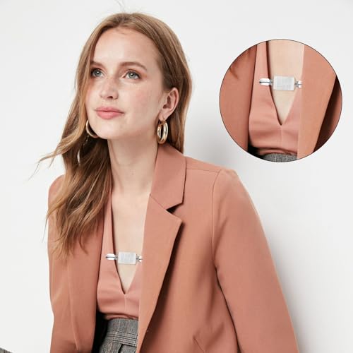 Image of JJUNW 4Pcs Dress Clips Back Cinch, Waist Cincher Clip Sweater Clips, Cinch Clip Fit Dress Cincher Clips Retro Cardigan Collar Clip Brooch Clip for Women pant clips for waist tightener