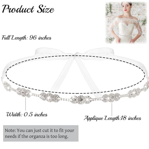 3 Pack Rhinestone Bridal Belts, Crystal Sash with White Ribbon, Thin Pearl Wedding Belt, Handmade Diamond Waist Accessories for Women Bride Bridesmaid Gown Party Prom2