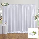 10x10FT White Backdrop Curtains for Party, 2 Panels 5x10FT Thick Polyester Backdrop Drapes, Wrinkle Resistant Photography Background Drapes for Wedding Birthday Home Decoration