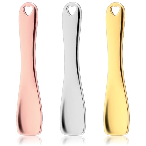 Bremorou Lot de 3 mini spatules de maquillage en métal, cuillère cosmétique en métal, spatule de soins de la peau, applicateur en alliage de zinc, cuillère de spa, soins de la peau, crème faciale