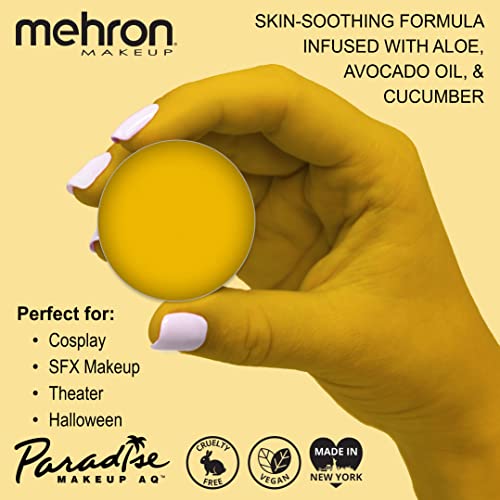 Image of Mehron Makeup Paradise Makeup AQ Refill Size | Face & Body Painting, Beauty, Cosplay, and Halloween | Water Activated Face Paint, Body Paint .25 oz (7 ml) (Yellow)
