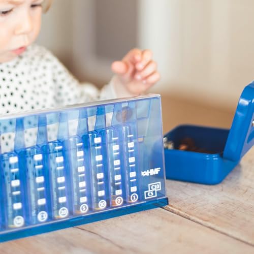 HMF 4710-05 Münzsortierer Euro Spardose 24,0 x 5,0 x 12,0 cm, blau