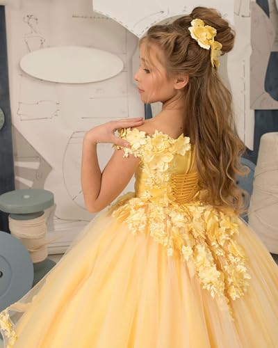 Clixsy Flower Girl Dress Flower Appliques - Tulle Princess Pageant Dresses for Girls Long Party Ball Gown4