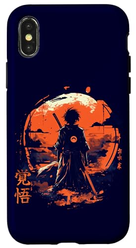 Japanese Anime Samurai Aesthetic in vaporwave harajuku style Case for iPhone X/XS