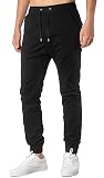 ITALYMORN Khaki Joggers Pants with Pockets for Men (Black, Medium)