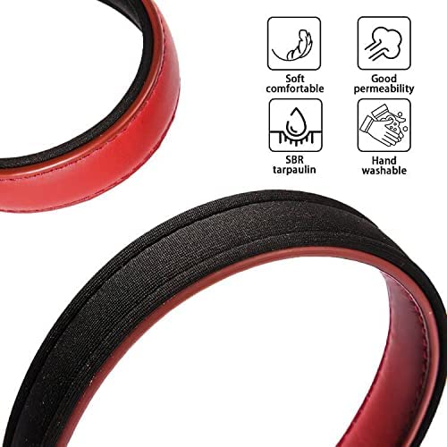 Lmlpt Red Leather Dog Collar For Small Medium Large Dogs, Adjustable Waterproof Durable Thick Leather Dog Collars Heavy Duty (15.7"-19.6" Neck) #TOP5