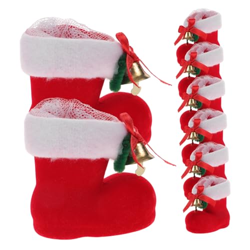 8pcs Christmas Candy Boots Soft Flocking Decor for Boys and Girls Sweets Storage Pendants Adorable Boot Ornaments for Holiday Gifting and Treats