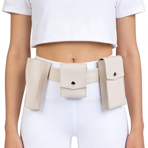 Horizoncos Adjustable Belt Holster with Pockets for Womens Women Halloween Cosplay Costume Props (Beige)