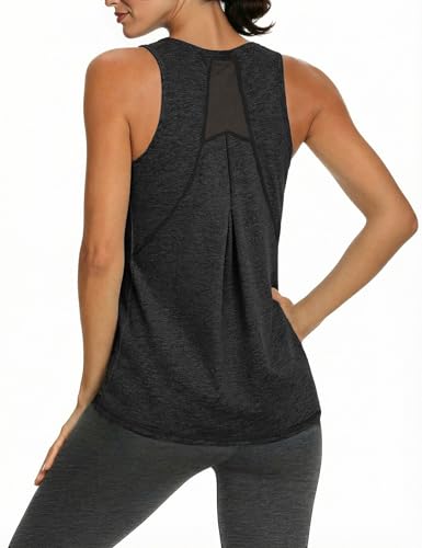 Gyabnw Camiseta Sin Mangas de Fitness para Mujer Chaleco Deportivo con Espalda de Malla Top Deportivo para Yoga y Correr