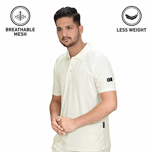 Image of GM 7205 Half Sleeve Polyester Cricket Shirt Size 30 (White /Navy)