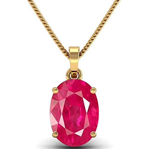 Image of LMDPRAJAPATIS Ruby Pendant /Locket 9.25 Ratti Certified Burma Ruby Astrological Purpose Panchdhatu Gold Plated Pendant Locket for Men and Women
